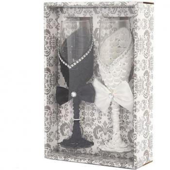 Duo de verres à Champagne créatifs pour noces