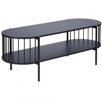 Mesa de TV baja estilo moderno de mediados de siglo 119 x 40 cm Negra Oreana