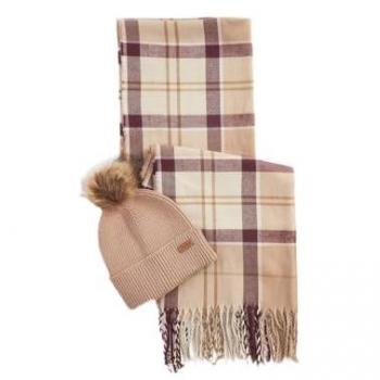 Barbour Sciarpa e Cappello Dover Donna Cipria