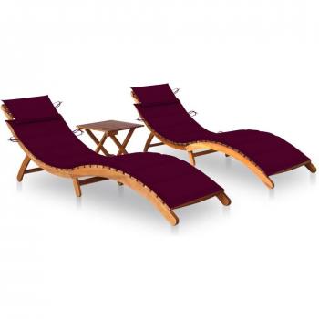 Conjunto de tumbonas plegables para exterior con mesa