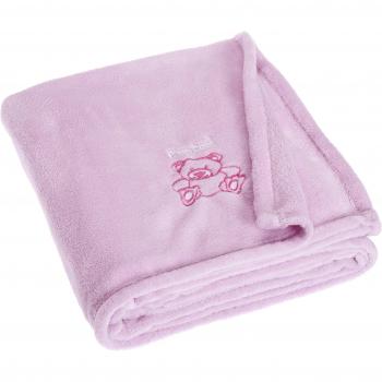Couverture polaire rose clair motif ours 100 x 150 cm