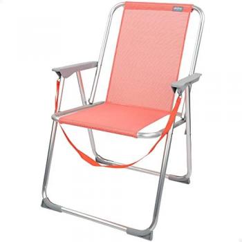 Sedia Spiaggia Aktive Pieghevole Colore Corallo 44x45x76 cm, Maniglia Portatile, Fermi di Sicurezza