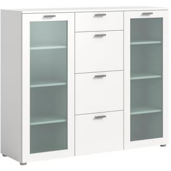 Xonox.home Kommode in Weiß, Spannplatte/Spannplatte, satiniert - 135x115x37 (BxHxT)