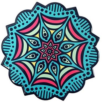 Set Mandala 11 × 11 cm – 2 sous‑verres en céramique et liége