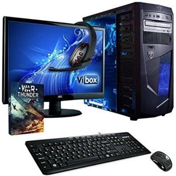 VIBOX Precision 6SW - Ordenador para gaming (21.5, AMD FX-4300, 16 GB de RAM, 1 TB de disco duro, Nvidia Geforce GT 730, Windows 10) color neón azul - Teclado AZERTY Francés