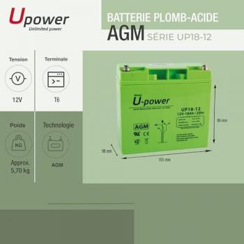 Batería AGM U-Power 12V 18Ah