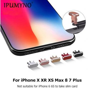 IPUMYNO 2-in-1 Aluminum Anti-Dust Plug and SIM Card Tray Pin for iPhone X XR XS Max 8 7 Plus