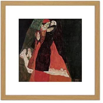 Egon Schiele Cardinal & Nun Caress – 8x8 Square Wooden Framed Picture
