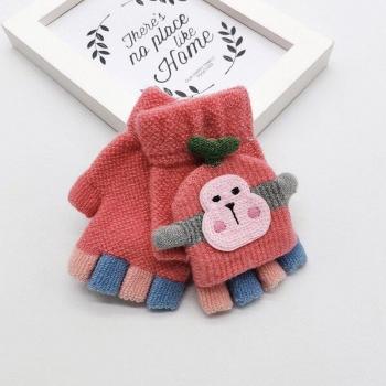 Kids Cartoon Monkey Knitting Mittens