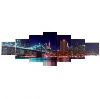 Urbanes New York Wandbild H375 XL, 7-teilig 245x87cm
