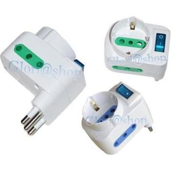 Adattatore 2 Spina Italiana On/Off – 10A Schuko 1500 W