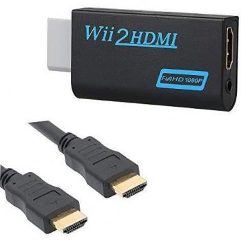 HDMI-Anschluss und extra 3,5mm Buchse Audioausgang für Wii U & Mini TV Monitor Beamer Fernseher (Schwarz)