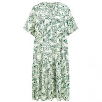 Robe Palm Imprimé à volants en coton Vert