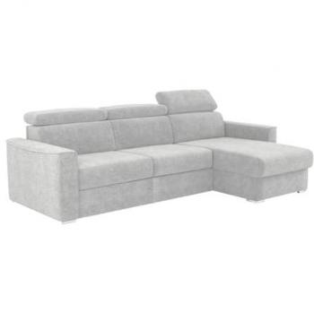 Sofá Rincón Reversible en Chenilla Gris con Cama de 160 cm y Viscoelástico