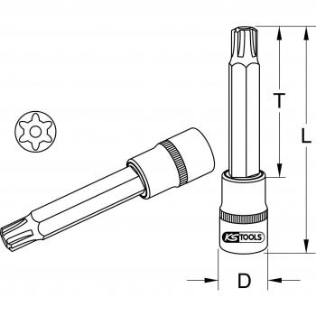 Douille à cliquet KS Tools 1/2 CHROMEplus RIBE avec trou de tête, longue, M13