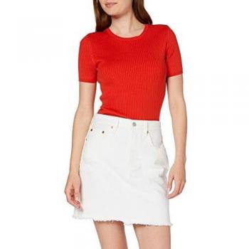 High Rise Deconstructed Iconic Boyfriend Denim Skirt for Women by Decon in Pearly White, One Size
