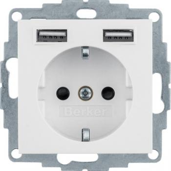 Berker Steckdose SCHUKO/USB 48036089 Q.x, polarweiß samt Q.1 Q.3 Q.7 Q.9 Steckdose