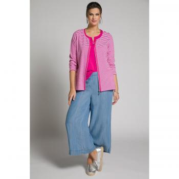 Giacca felpata con scollo a girocollo, righe, Donna, Rosa, Taglia: 68/70