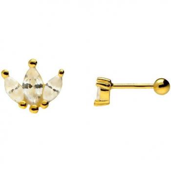 Pendiente Mini Corona de Plata Bañada en Oro OKsilver