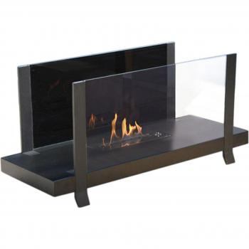 Chimenea de Etanol en Mesa con Base de Acero Negra Purline HEMERA