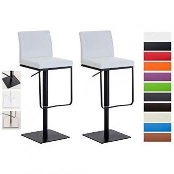 Ensemble de 2 Tabourets de Bar NANTUA B en Cuirette Blanc