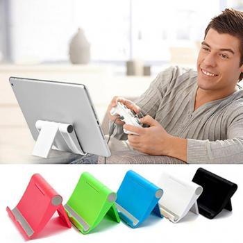 Black Universal Tablet & Cell Phone Foldable Desk Stand with Anti‑Slip Grip
