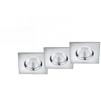 Trio Eckiger LED Einbaustrahler Zagros 3er Set dimmbar Silber Chrom, IP65