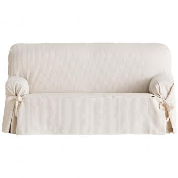 Eysa Bianca - Copridivano con fiocchi in cotone, beige (ecru), per 2 persone, da 140 a 180 cm di larghezza