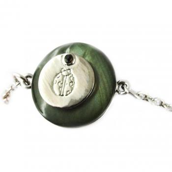 NOA [G0303] - Silver Gray Designer Bracelet 'Nacre en Folie'