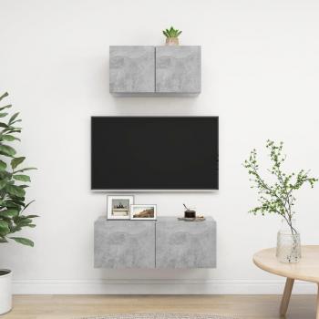 VidaXL 2-tlg. TV-Schrank-Set Betongrau Holzwerkstoff
