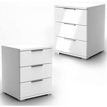 Set di 2 Comodini Florenz, Bianco Lucido, 46.2 x 60.5 cm, Vicco