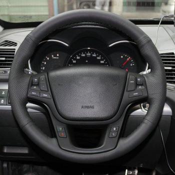 Funda de volante de cuero cosida a mano para Kia Sorento