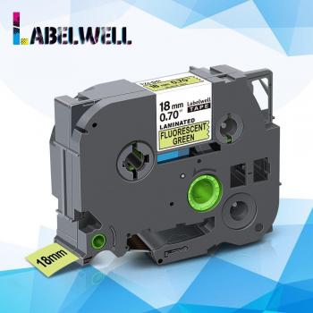 Labelwell 18mm B41 C41 D41 Compatible Laminated Label Tape - Black on Fluorescent Yellow