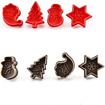 Christmas Cookie Cutter Set - 4 Food-Grade Plastic Molds