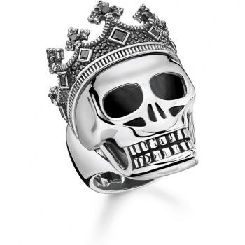 Thomas Sabo Sterling Silver Skull Crown Ring - Size 68 Unisex