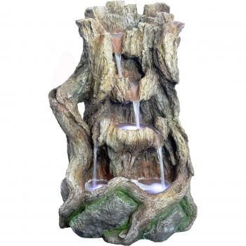 Arroyo Wood Effect Water Feature - Grey, Mains Powered, Resin, L36 x W40 x H63 cm