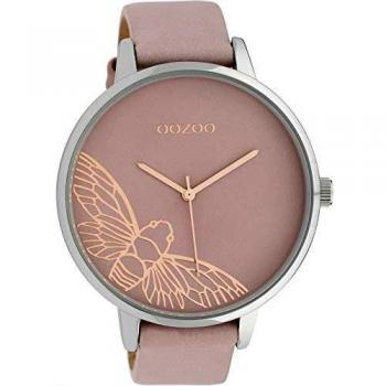 Oozoo Damen-Quartz-Uhr mit Lederband XXL 48 mm in Pinkgrau – Modell C10076