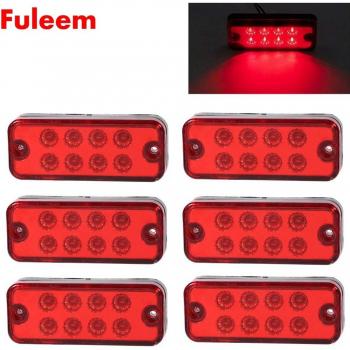 Fuleem 6PCS 4inch Waterproof Red Side Marker Light for Truck Trailer