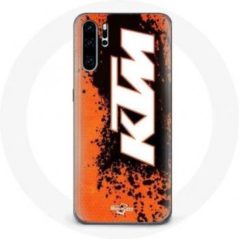 KTM Logo Phone Case for Huawei P30 - White on Orange