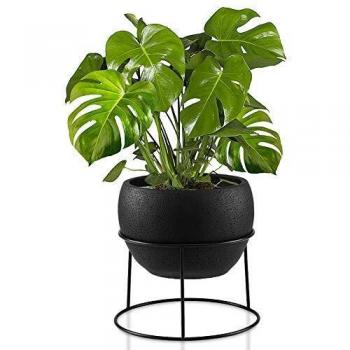Zukabmw Round Planter Pot with Metal Stand