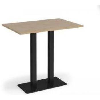 Eros Rectangular Poseur Table with Dual Uprights – 1200 × 800 mm, Flat Black Base, Kendal Oak Finish