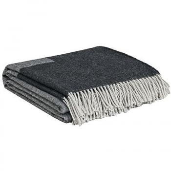 Manta GANT LOGO THROW - tejido mixto de lana, jacquard con logotipo y flecos