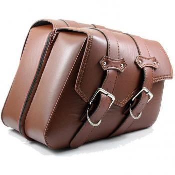 Bolso lateral derecho de cuero PU marrón para Davidson Dyna