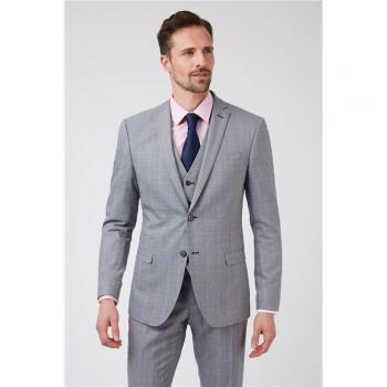 Limehaus Regular Fit Blue and Pink Overcheck Men's Suit Jacket