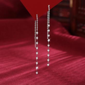 S925 Korean Fashion Long Tassel Earrings