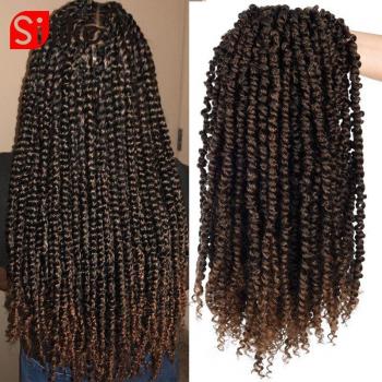 Silike 18-Inch Fluffy Pre-Twisted Ombre Passion Twist Synthetic Crochet Braiding Hair Extensions