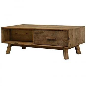 Table basse bois 2 tiroirs 43 cm Marron