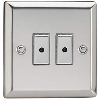 Polished Chrome 2-Gang V-Pro Touch/Remote LED Dimmer Switch - Varilight JCE102