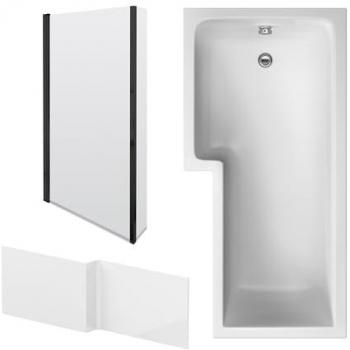 Bathtub Front Panel with Hinged Screen Black Profile