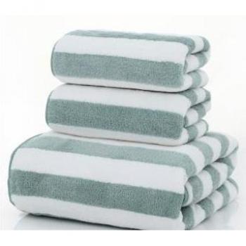 Microfiber Stripe Towel Hotel Supplies - 3pcs Bath and Face Towels